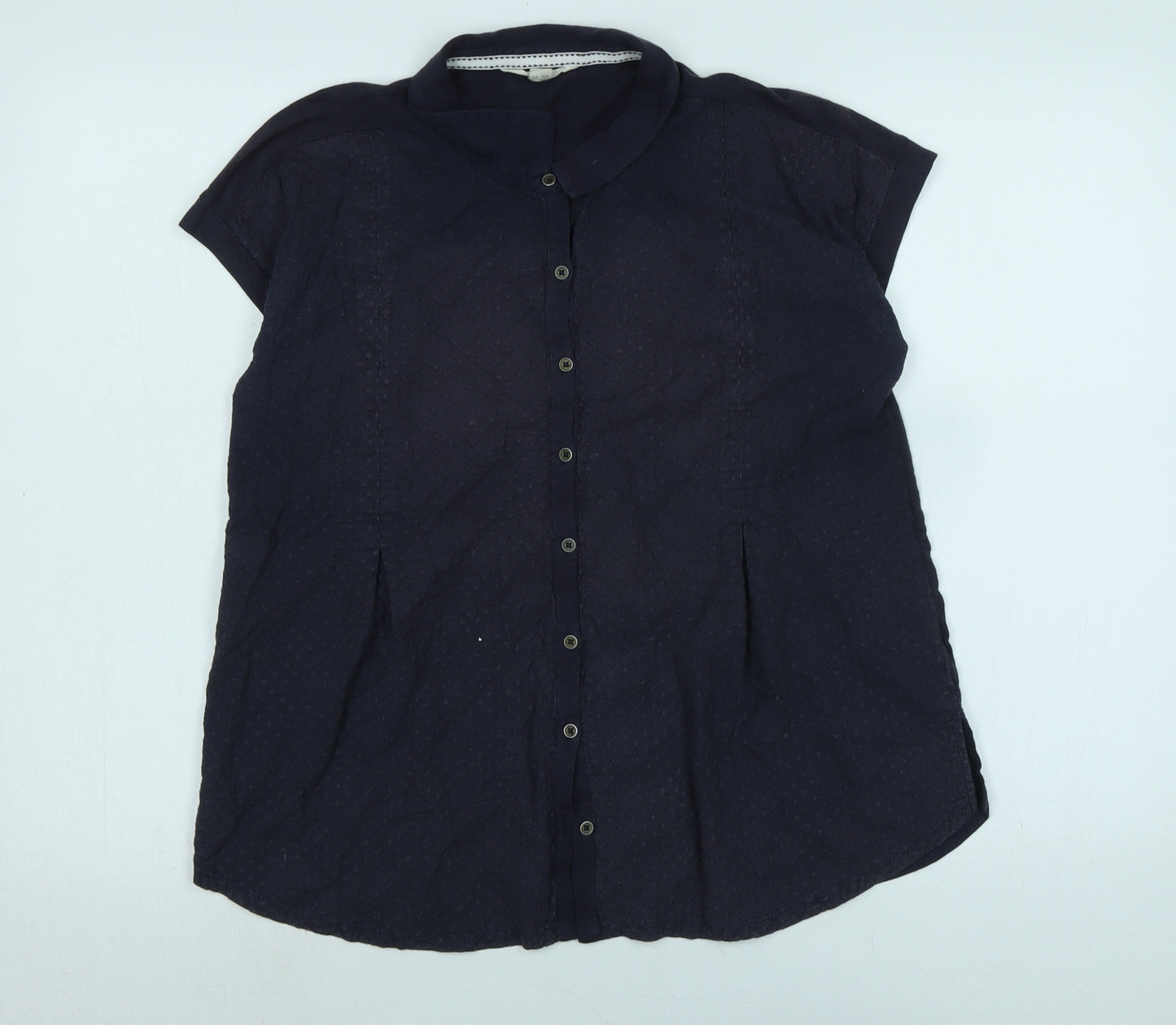 White Stuff Womens Blue Cotton Basic Blouse Size 12 Collared