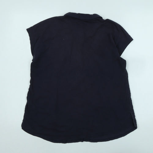 White Stuff Womens Blue Cotton Basic Blouse Size 12 Collared