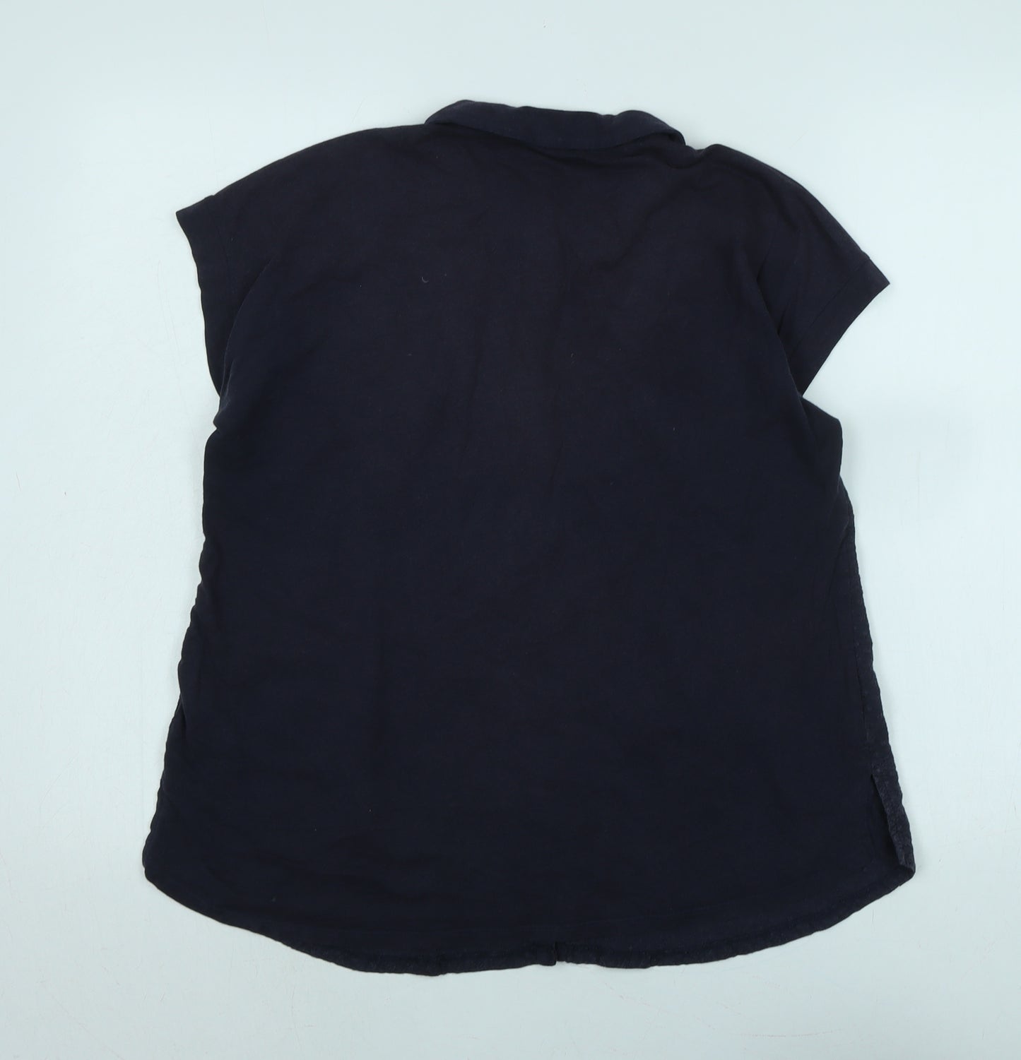 White Stuff Womens Blue Cotton Basic Blouse Size 12 Collared