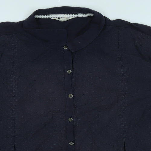 White Stuff Womens Blue Cotton Basic Blouse Size 12 Collared