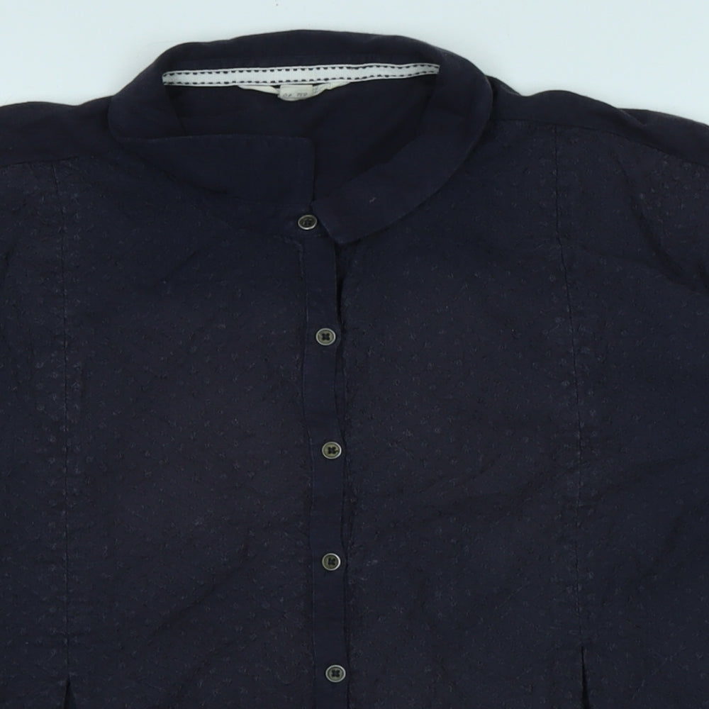 White Stuff Womens Blue Cotton Basic Blouse Size 12 Collared