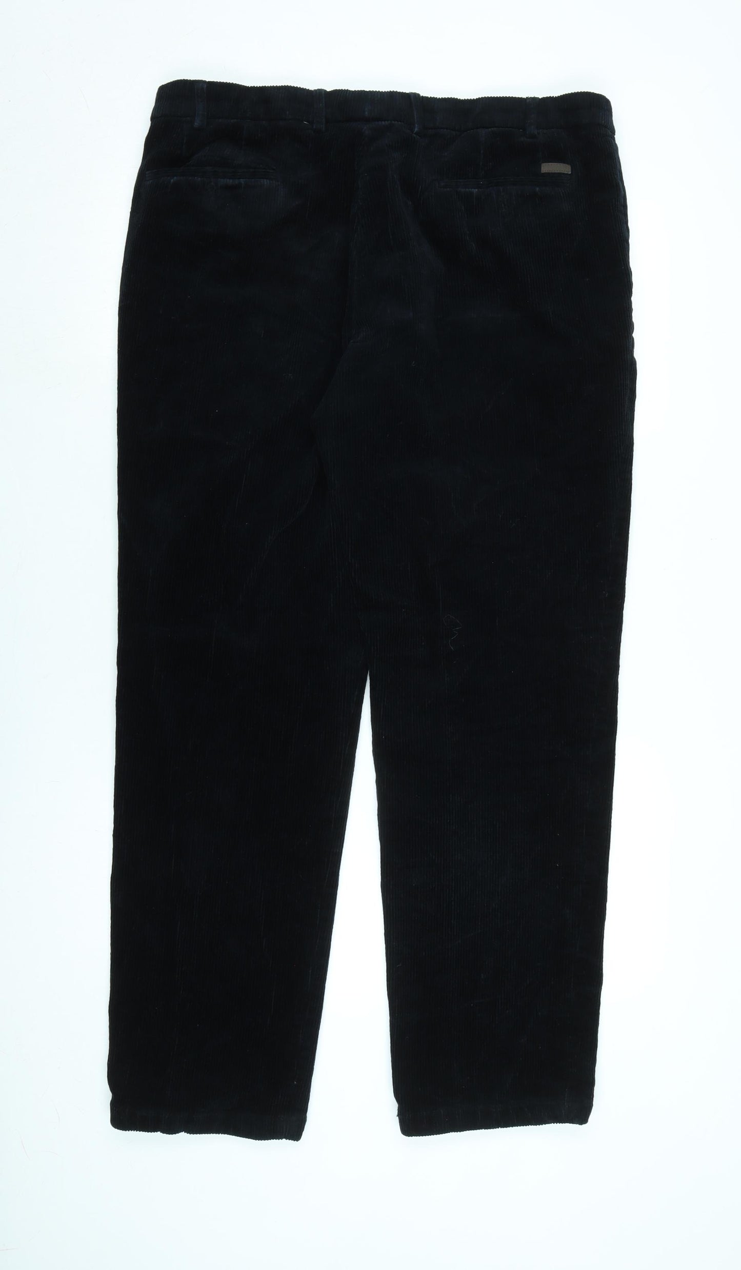 Brook Taverner Mens Blue Cotton Blend Trousers Size 38 in L29 in Regular Zip - Logo