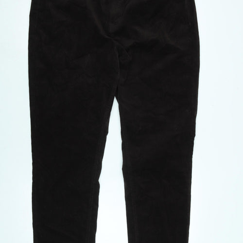 Marks and Spencer Mens Brown Cotton Trousers Size 38 in L29 in Regular Zip