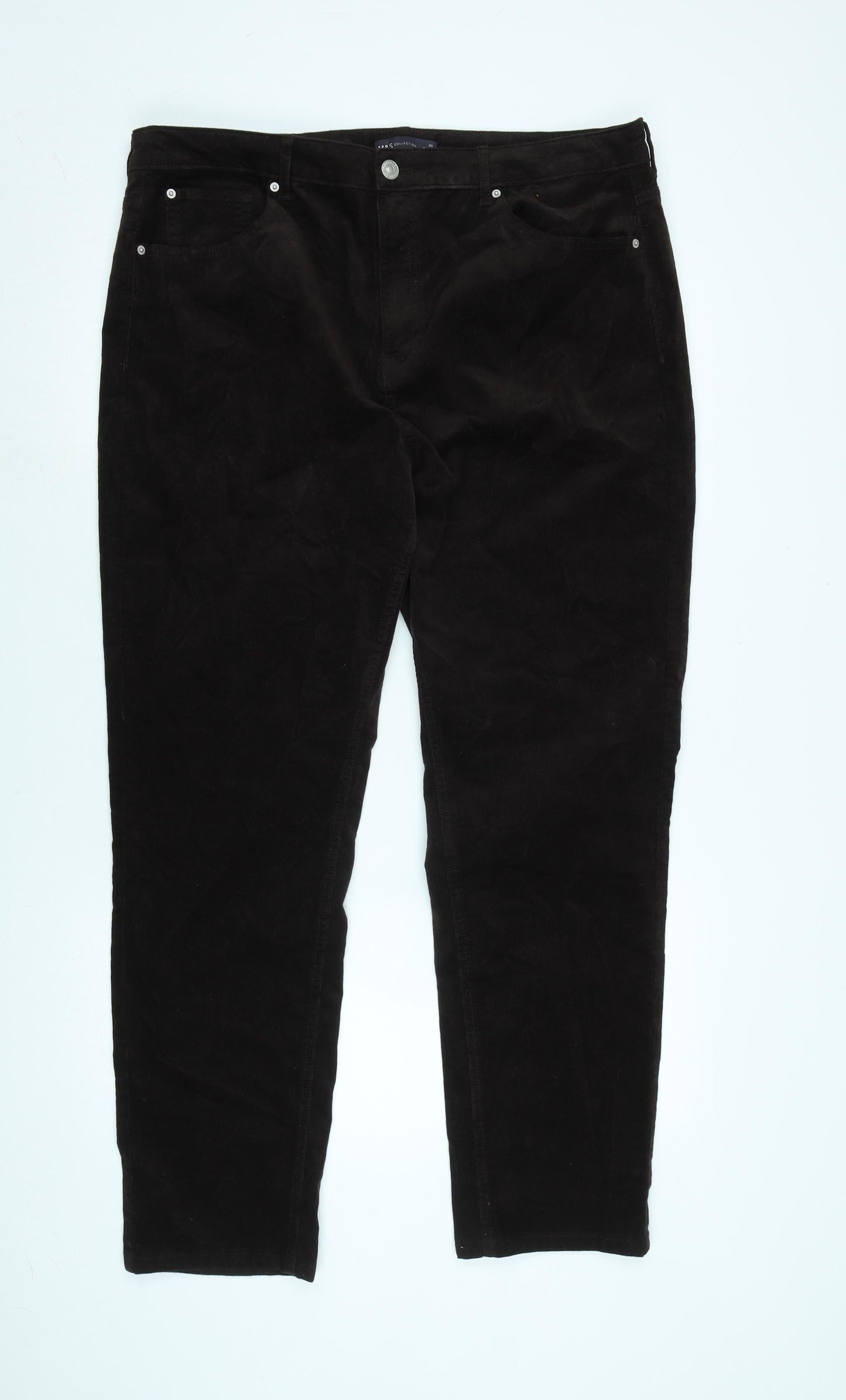 Marks and Spencer Mens Brown Cotton Trousers Size 38 in L29 in Regular Zip