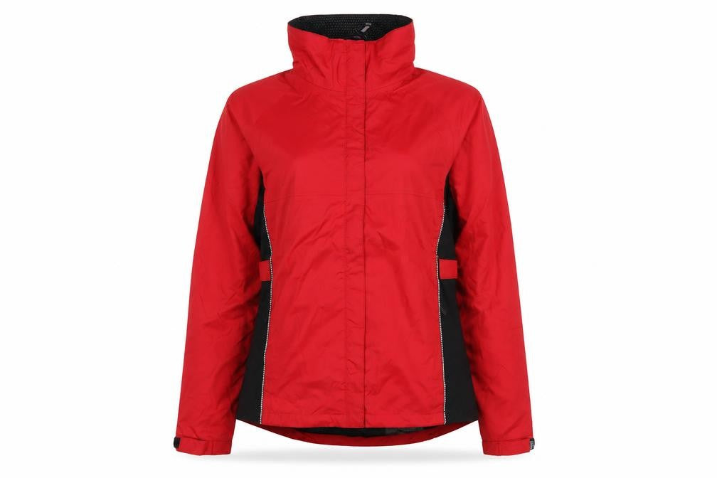 Front view of james harvest women’s red anorak jacket, size S, zip