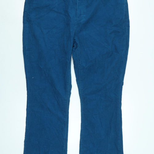 Lands End Womens Blue Cotton Blend Trousers Size 18 L30 in Regular Zip