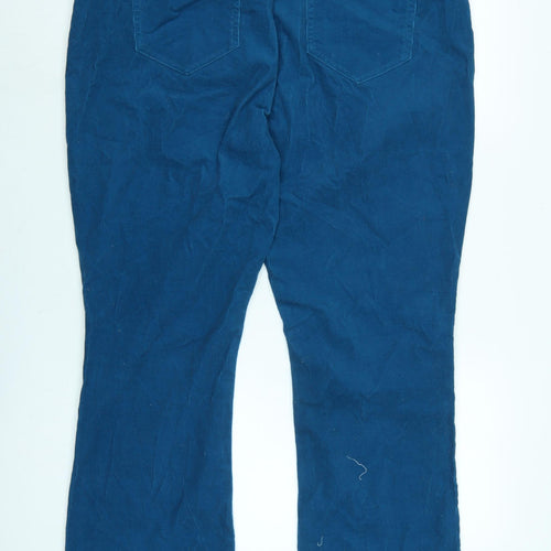 Lands End Womens Blue Cotton Blend Trousers Size 18 L30 in Regular Zip