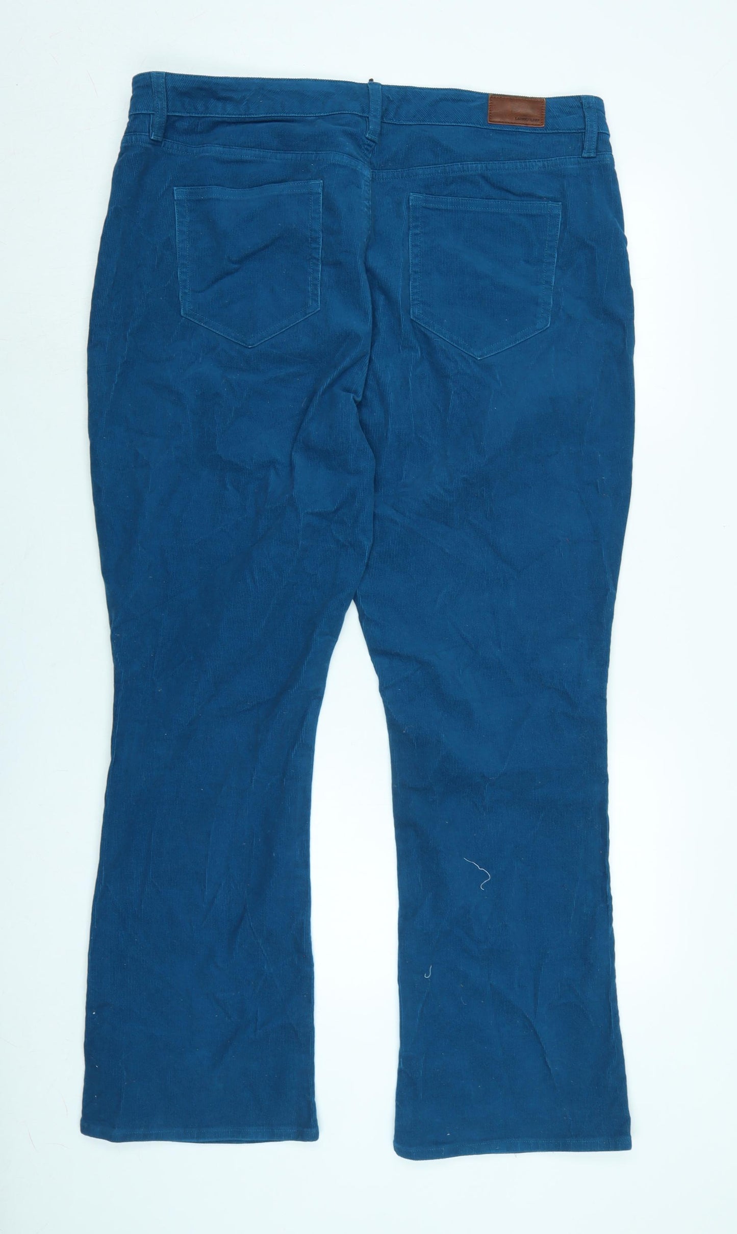 Lands End Womens Blue Cotton Blend Trousers Size 18 L30 in Regular Zip