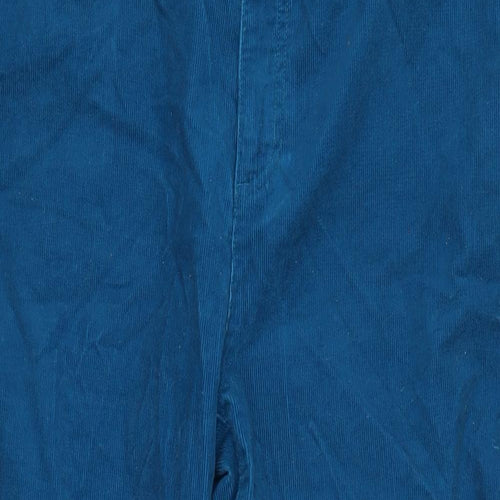 Lands End Womens Blue Cotton Blend Trousers Size 18 L30 in Regular Zip