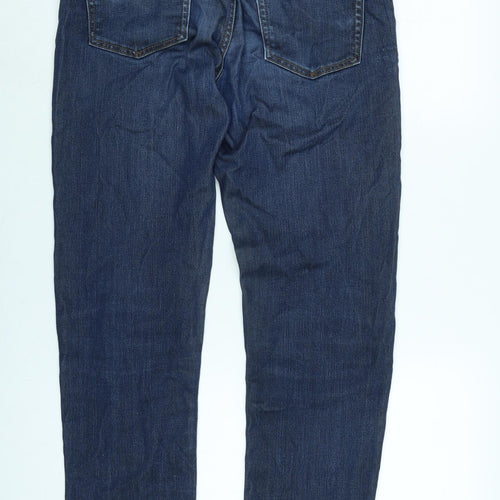 Gap Mens Blue Cotton Blend Straight Jeans Size 32 in L32 in Regular Zip - Logo