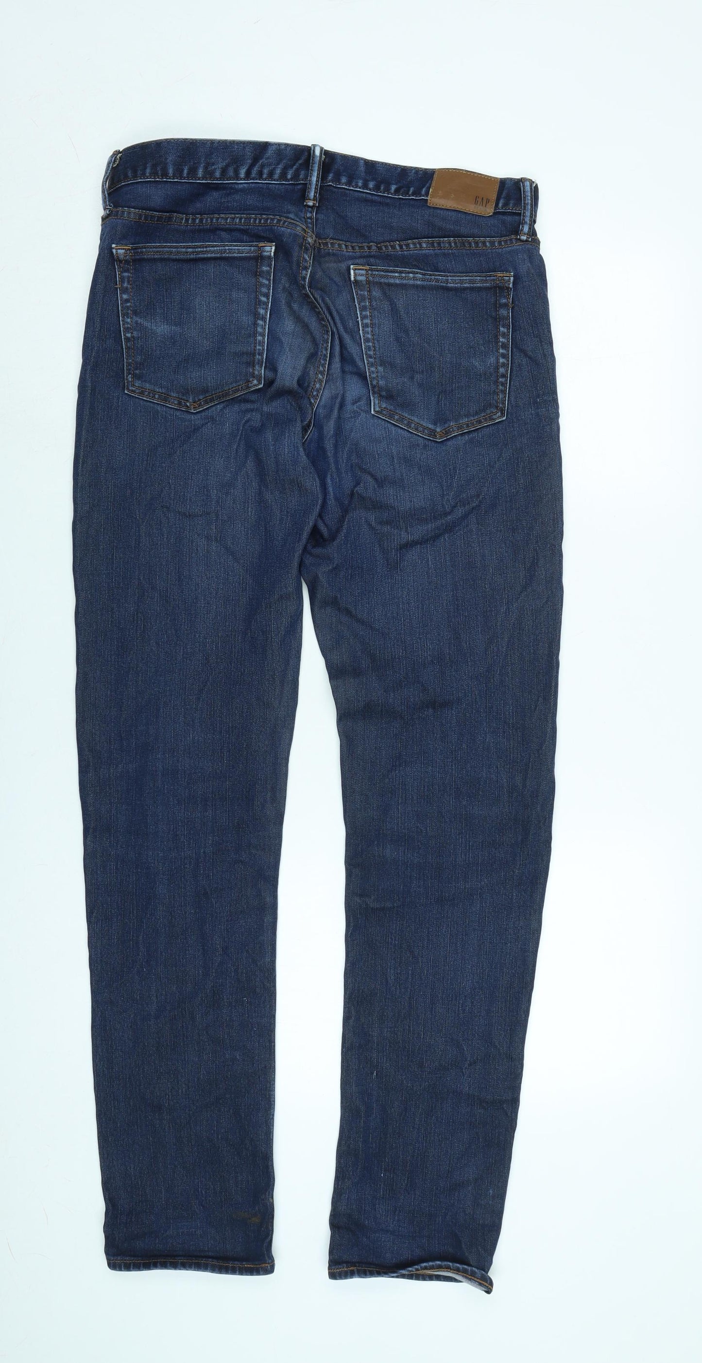 Gap Mens Blue Cotton Blend Straight Jeans Size 32 in L32 in Regular Zip - Logo