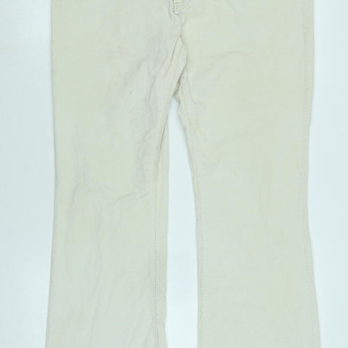American Eagle Womens Ivory Cotton Blend Trousers Size 14 L31 in Regular Zip