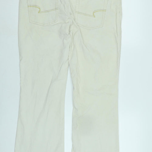 American Eagle Womens Ivory Cotton Blend Trousers Size 14 L31 in Regular Zip
