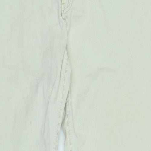 American Eagle Womens Ivory Cotton Blend Trousers Size 14 L31 in Regular Zip