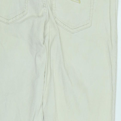 American Eagle Womens Ivory Cotton Blend Trousers Size 14 L31 in Regular Zip