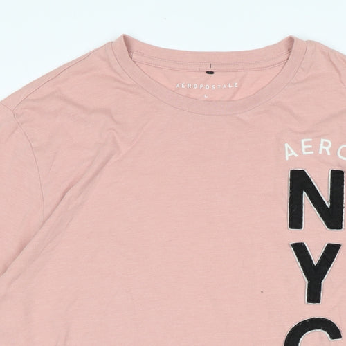 Aero NYC 1981 Mens Pink Cotton Blend T-Shirt Size L Crew Neck