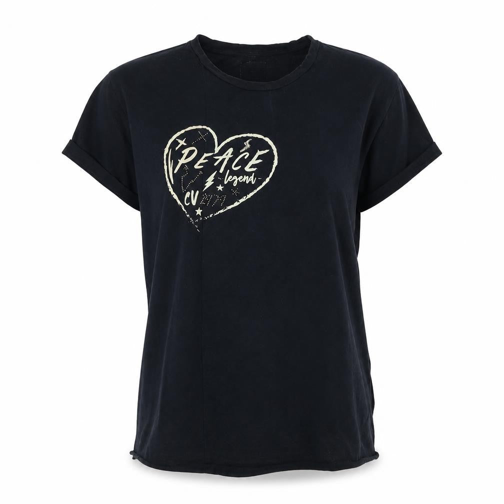Chevignon Womens Blue Cotton Basic T-Shirt Size M Crew Neck - Peace Legend CV 1479