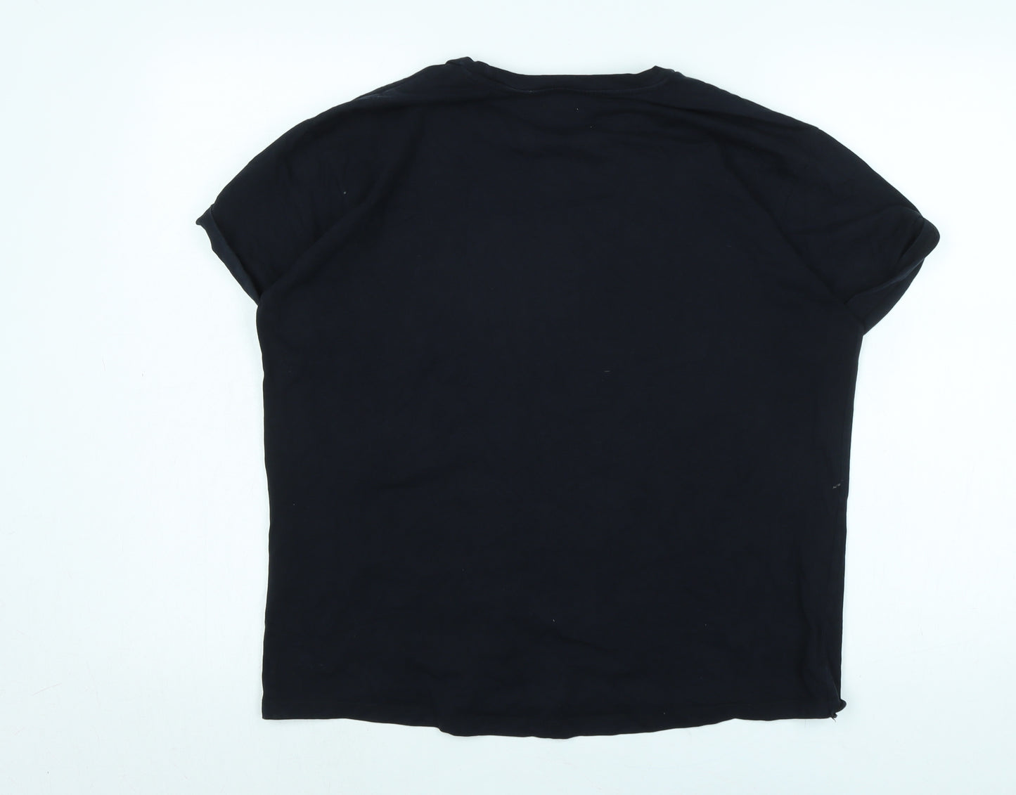 Chevignon Womens Blue Cotton Basic T-Shirt Size M Crew Neck - Peace Legend CV 1479