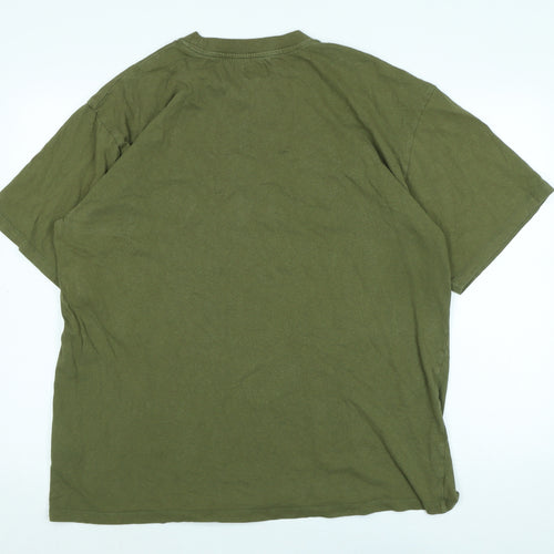 Edwin Mens Green Cotton Blend T-Shirt Size XL Crew Neck - Logo