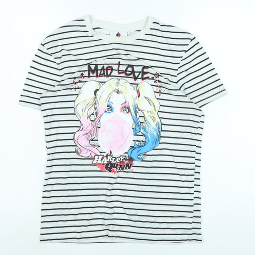 Harley Quinn Womens White Cotton Blend Basic T-Shirt Size XS Crew Neck - Mad Love