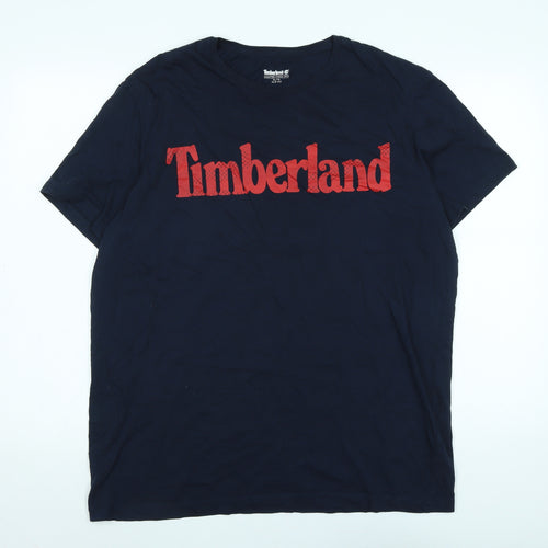 Timberland Mens Blue Cotton T-Shirt Size XL Henley - Timberland