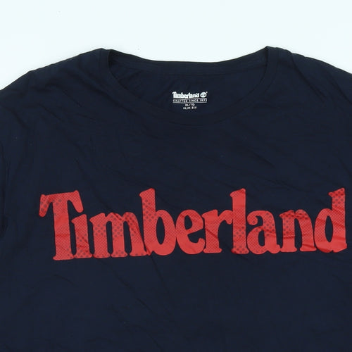 Timberland Mens Blue Cotton T-Shirt Size XL Henley - Timberland