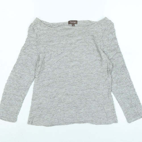 Phase Eight Womens Grey Viscose Jersey T-Shirt Size 10 Boat Neck