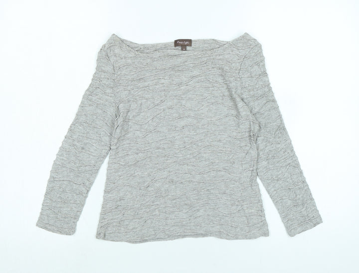 Phase Eight Womens Grey Viscose Jersey T-Shirt Size 10 Boat Neck