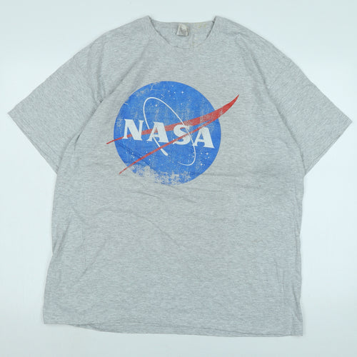 Nasa Mens Grey Cotton Blend T-Shirt Size XL Crew Neck - NASA