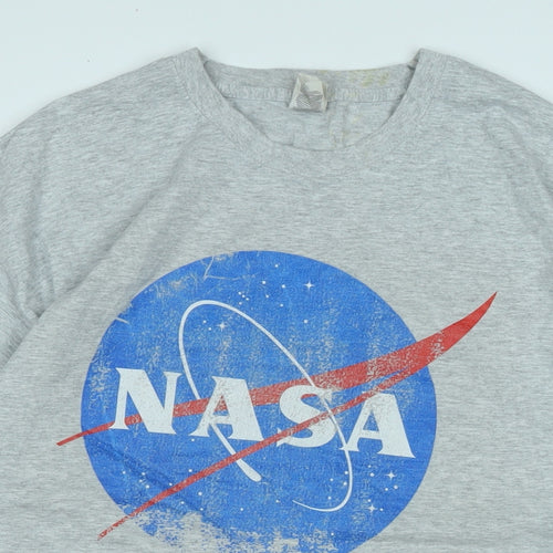 Nasa Mens Grey Cotton Blend T-Shirt Size XL Crew Neck - NASA