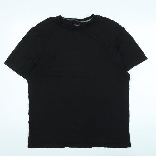 Marks and Spencer Mens Black Cotton T-Shirt Size L Crew Neck