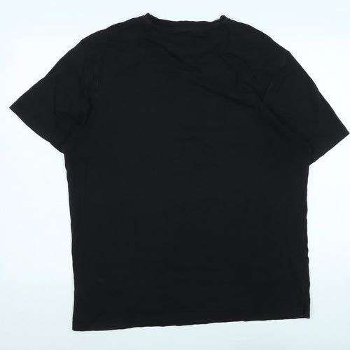 Marks and Spencer Mens Black Cotton T-Shirt Size L Crew Neck