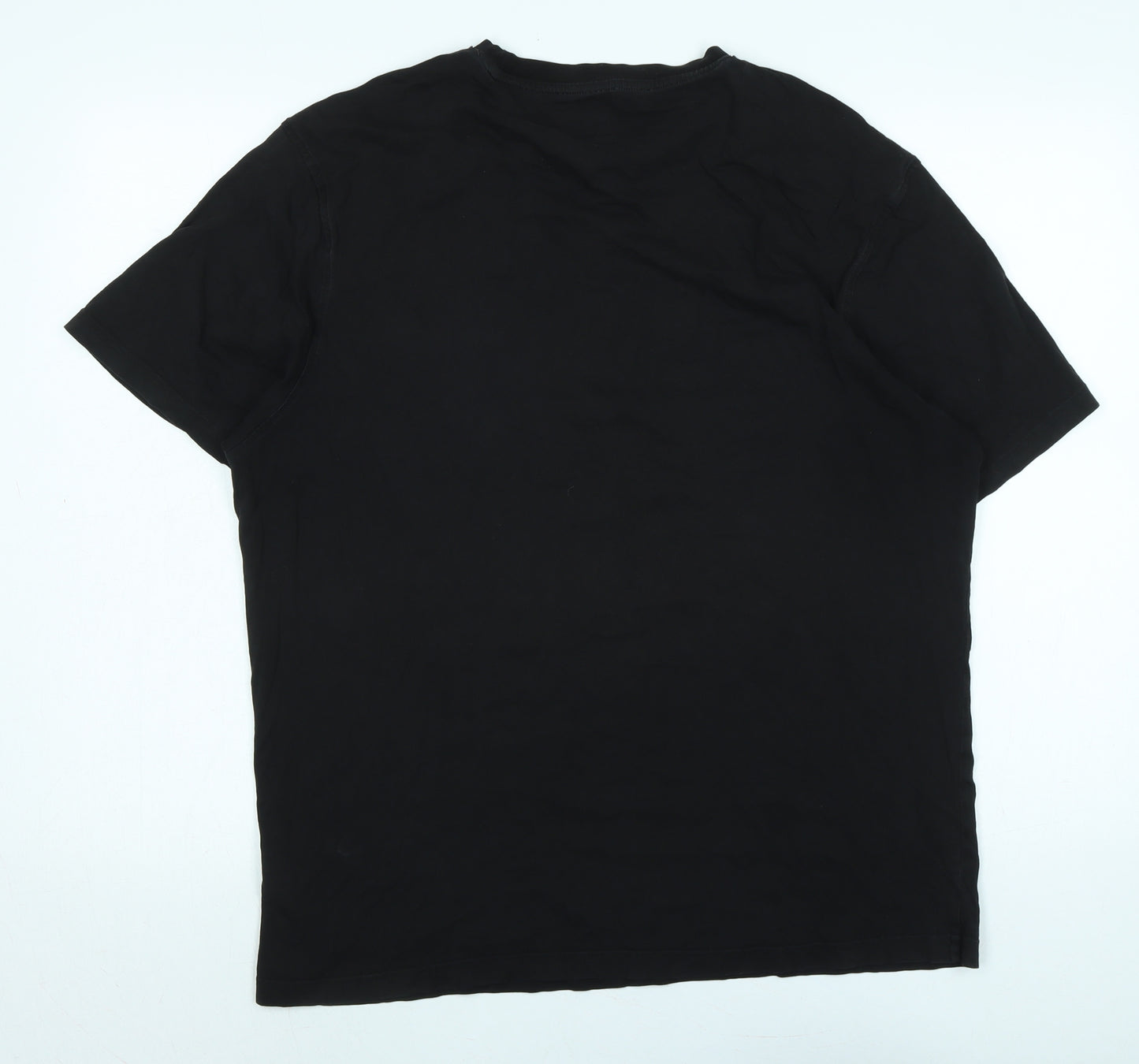 Marks and Spencer Mens Black Cotton T-Shirt Size L Crew Neck