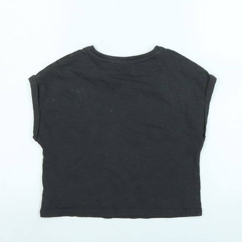 NEXT Girls Grey Cotton Basic T-Shirt Size 8 Years Crew Neck - Talk to the palm - Sequins