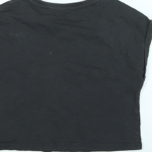 NEXT Girls Grey Cotton Basic T-Shirt Size 8 Years Crew Neck - Talk to the palm - Sequins