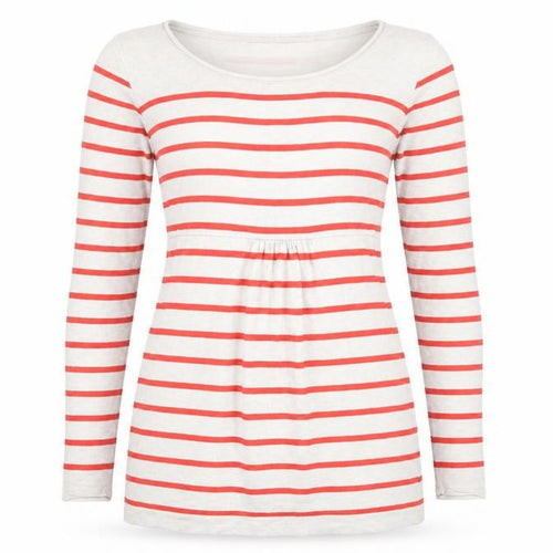 H&M Mama Womens Beige Boat Neck Striped Cotton Pullover Jumper Size M