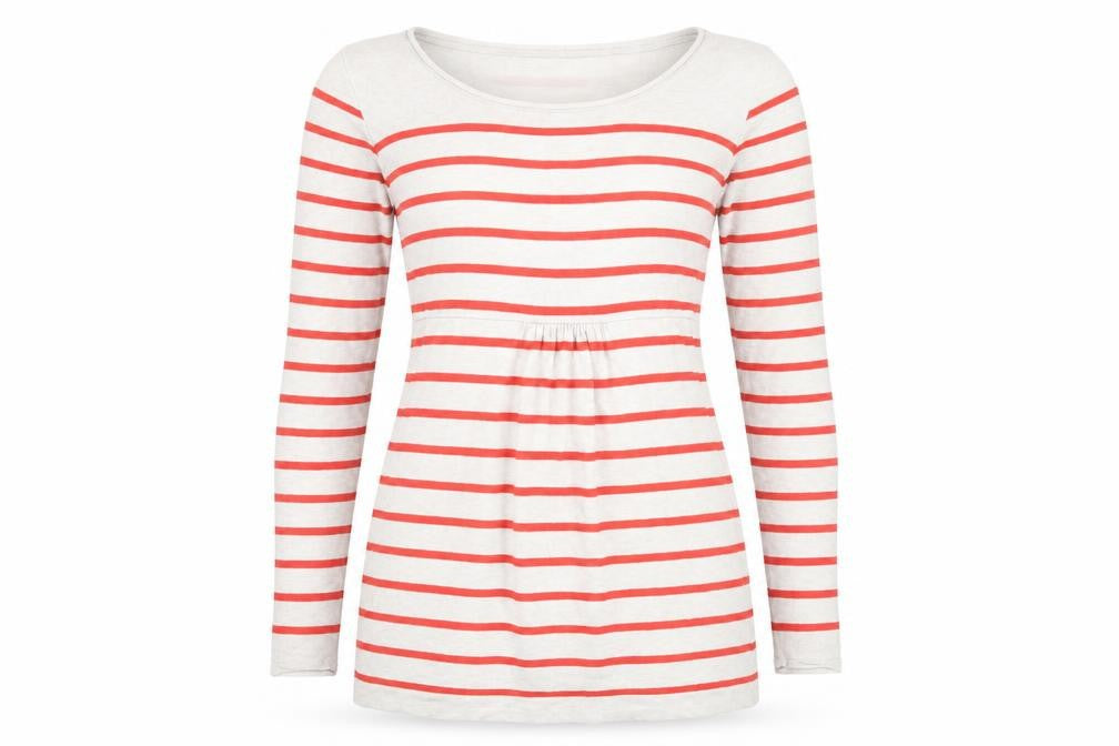 H&M Mama Womens Beige Boat Neck Striped Cotton Pullover Jumper Size M