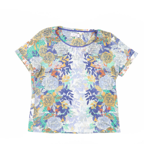 Per Una Womens Multicoloured Floral Polyester Basic T-Shirt Size 14 Round Neck