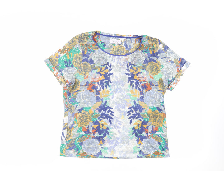 Per Una Womens Multicoloured Floral Polyester Basic T-Shirt Size 14 Round Neck