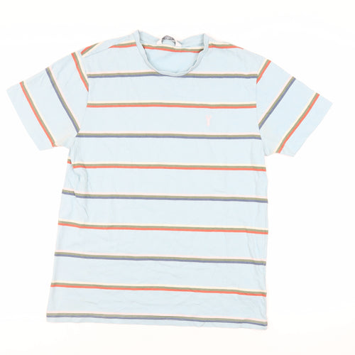 NEXT Mens Blue Striped Cotton T-Shirt Size M Crew Neck