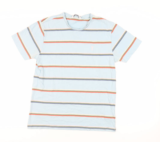 NEXT Mens Blue Striped Cotton T-Shirt Size M Crew Neck