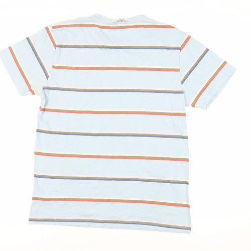 NEXT Mens Blue Striped Cotton T-Shirt Size M Crew Neck