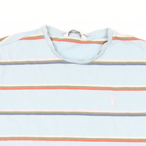 NEXT Mens Blue Striped Cotton T-Shirt Size M Crew Neck