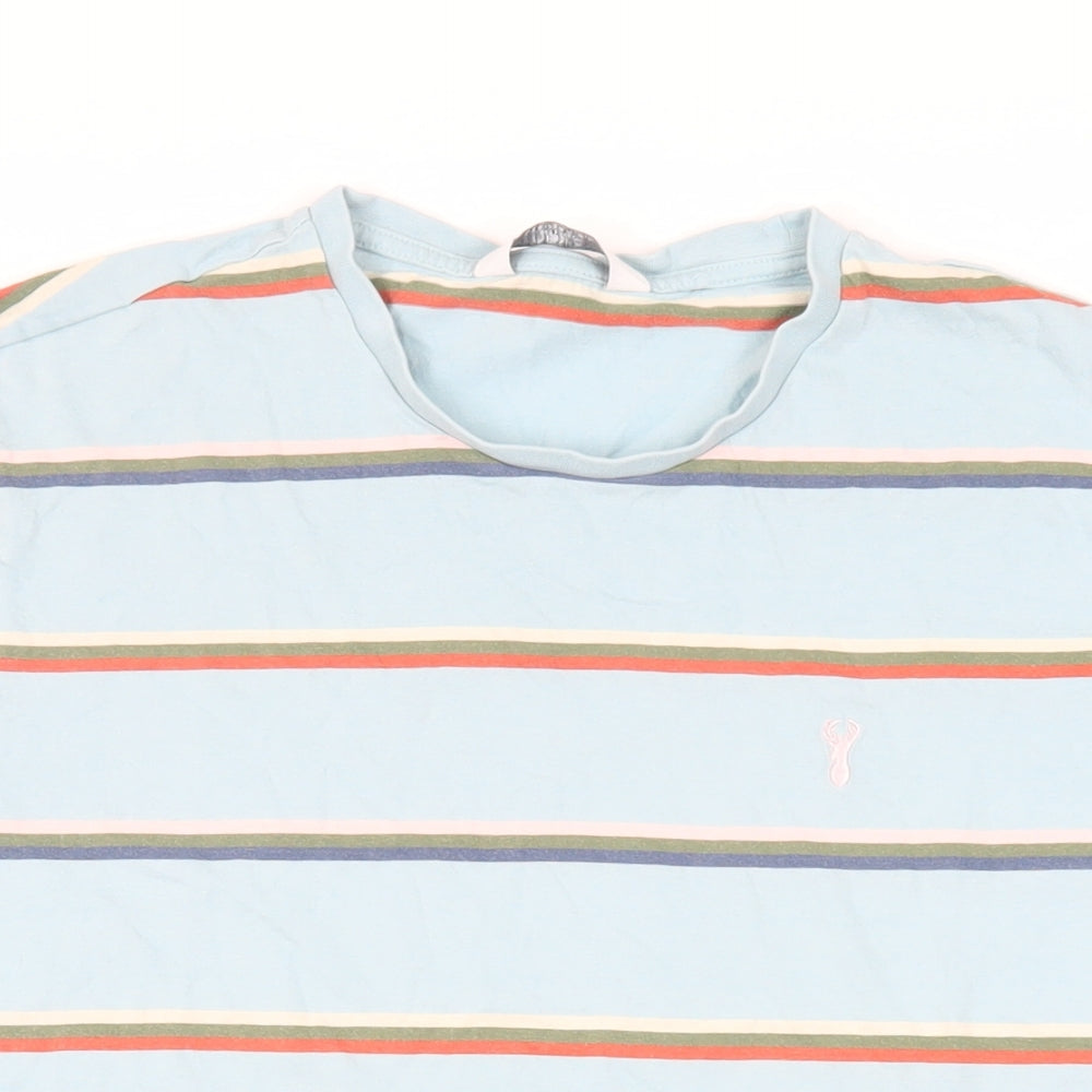 NEXT Mens Blue Striped Cotton T-Shirt Size M Crew Neck