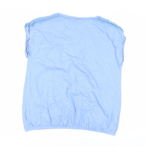 NEXT Womens Blue Cotton Basic T-Shirt Size 20 Round Neck - Crochet Detail
