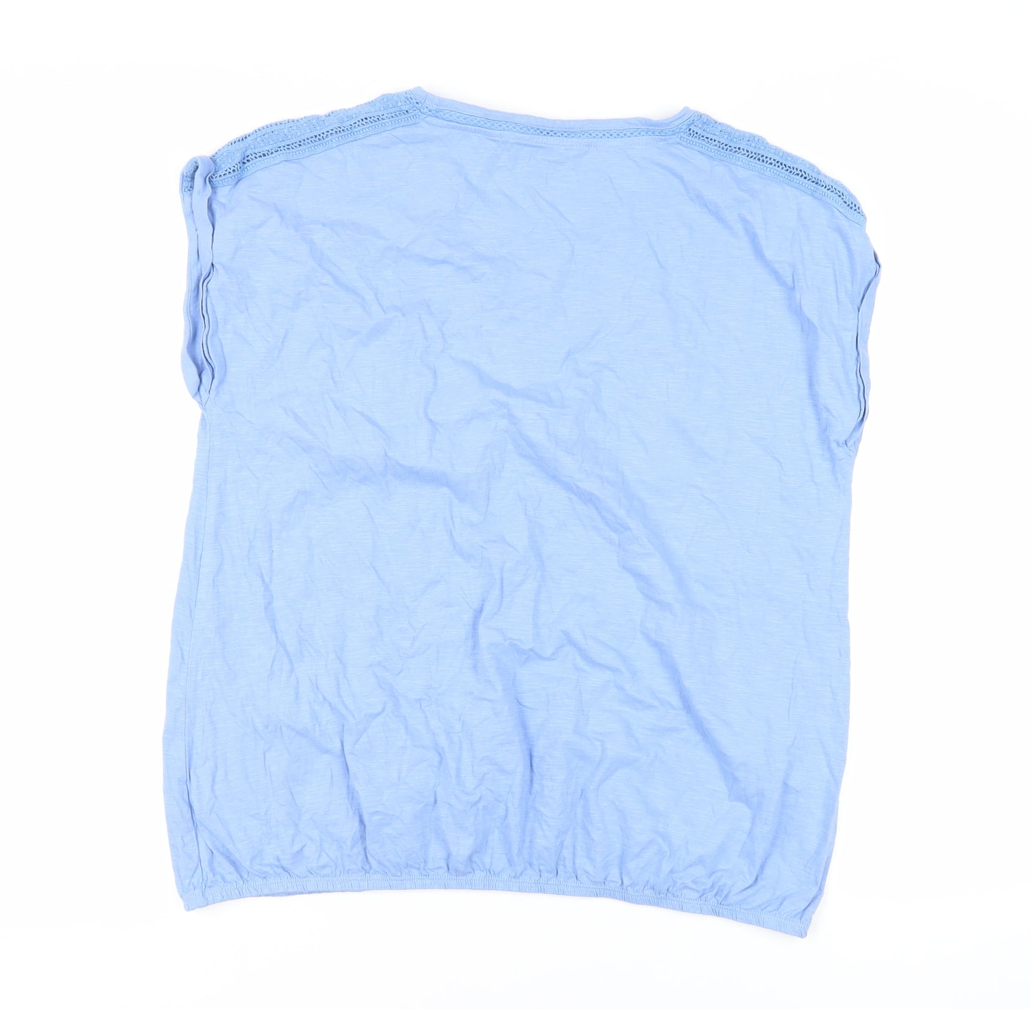 NEXT Womens Blue Cotton Basic T-Shirt Size 20 Round Neck - Crochet Detail