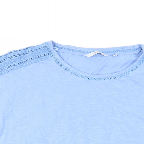 NEXT Womens Blue Cotton Basic T-Shirt Size 20 Round Neck - Crochet Detail