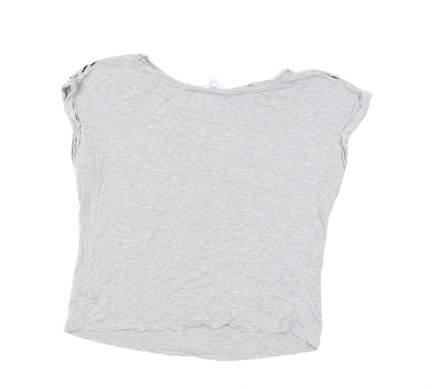 NEXT Womens Grey Animal Print Viscose Basic T-Shirt Size 10 Boat Neck
