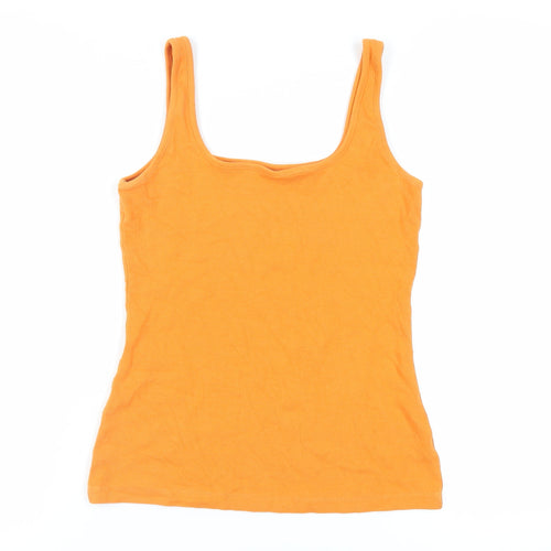 NEXT Womens Orange Cotton Basic Tank Size 12 Scoop Neck - Ribbed