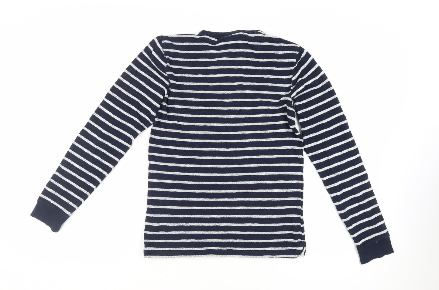 NEXT Mens Blue Striped Cotton T-Shirt Size XS Henley